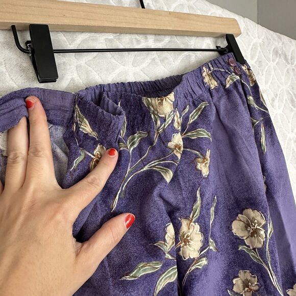 Vtg 90s Faux Wrap Midi Skirt Matching Set 14 Purple Floral Vacation Granny Artsy - Picture 9 of 15